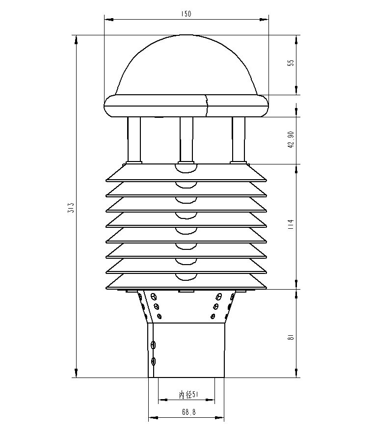 大氣污染物排放傳感器產品尺寸圖