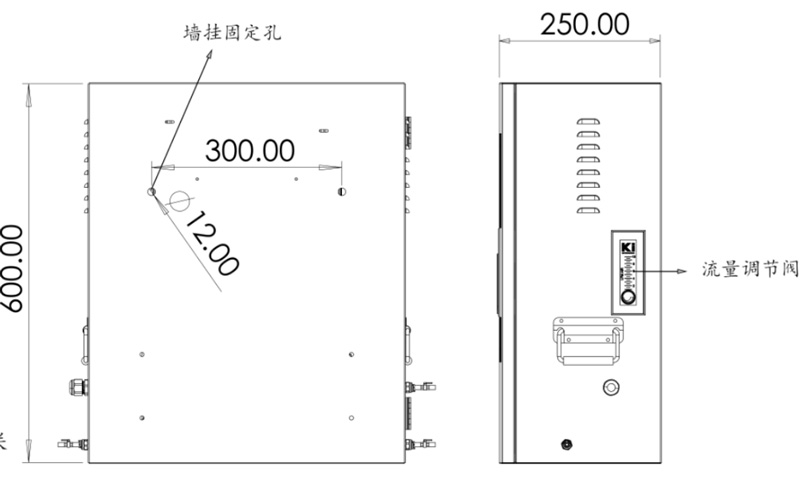 濁度水質在線分析儀側視圖